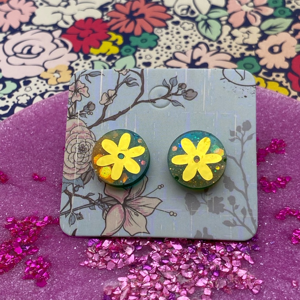 3 for $12 - Handmade Resin Decal Sterling Silver Earrings